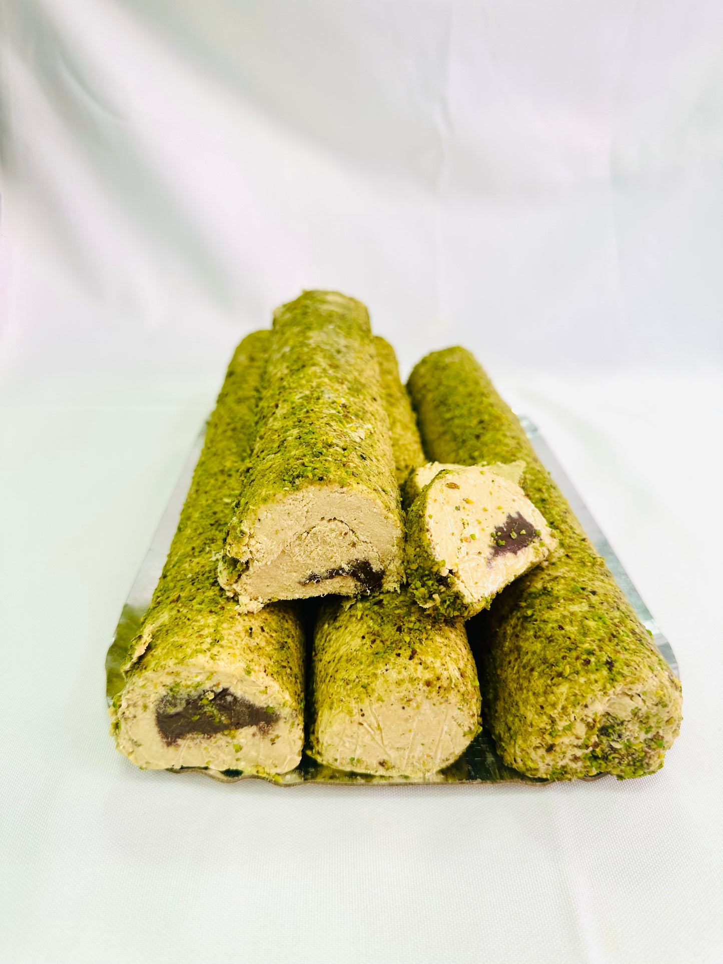 Turkish Halva Chocolate Centered Pistachio Roll