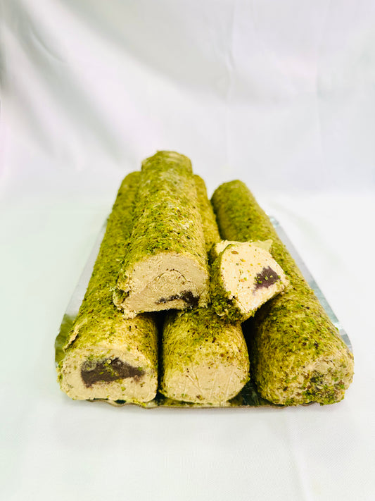 Turkish Halva Chocolate Centered Pistachio Roll